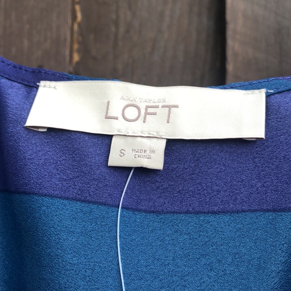 NWT LOFT Two Toned Blue/Purple Striped Dress - Picture 4 of 8